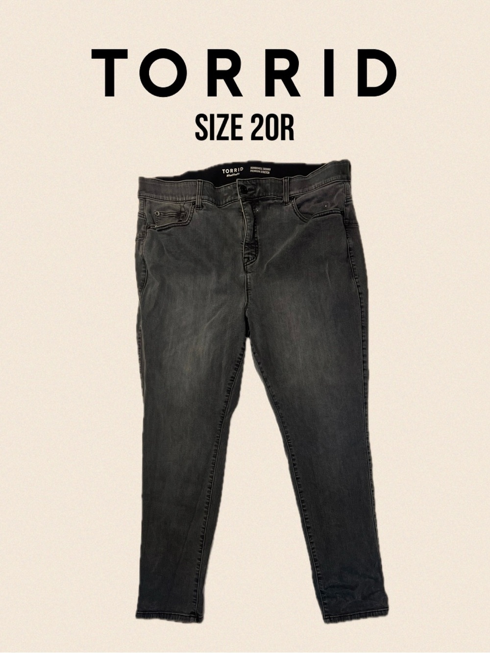 Torrid Bombshell Skinny Premium Stretch High Rise Grey Jeans Plus Size 20R